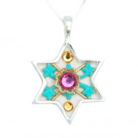 Colorful Star of David Necklace